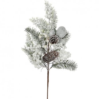 Веточка глазго c ягодами HOUSE OF SEASONS 53 см белая